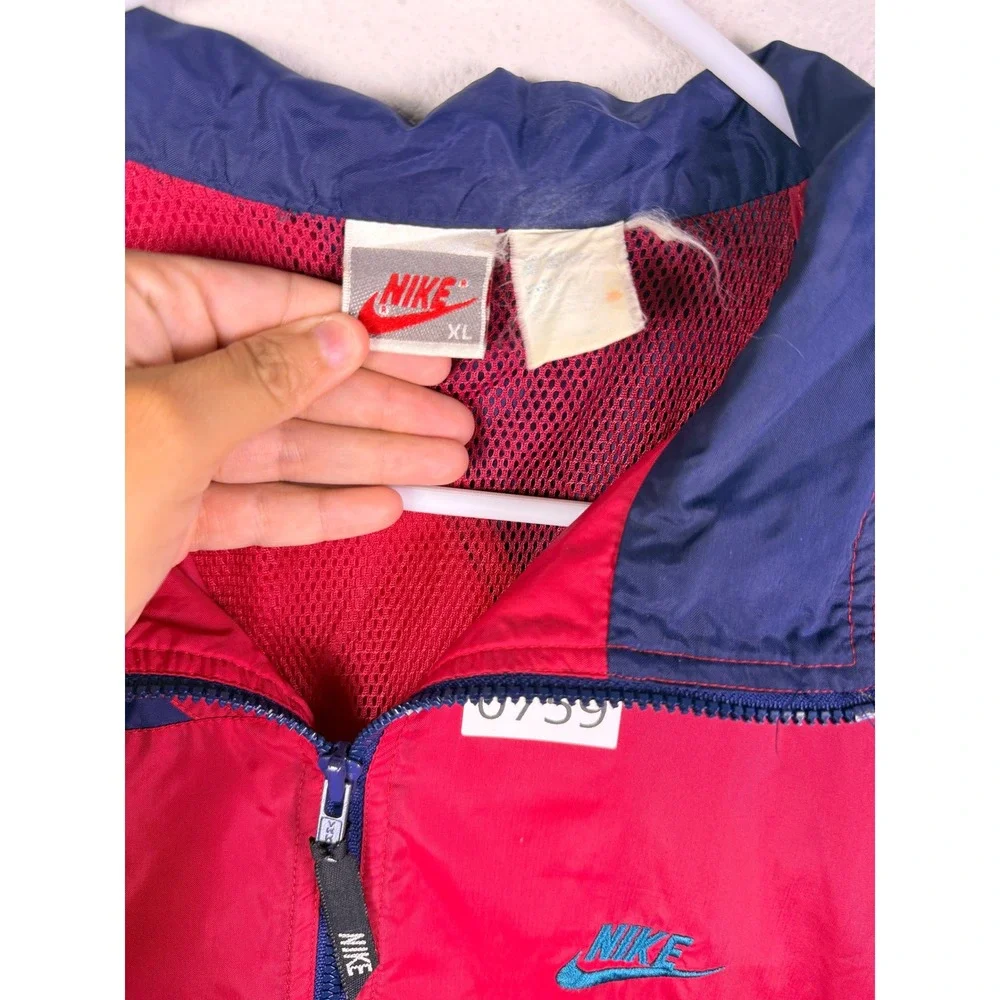 Vintage Nike Windbreaker Jacket Mens XL Colorblock Half Zip Red Blue Teal 90s